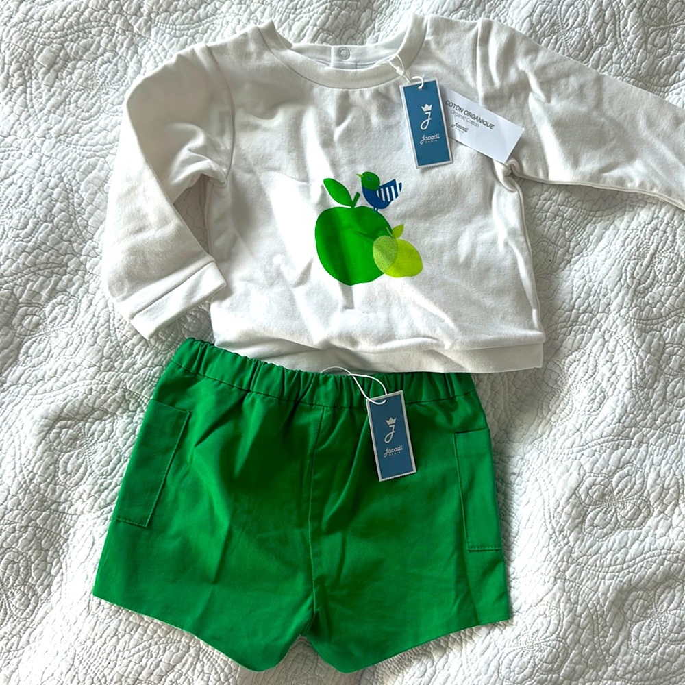 NWT Jacadi bird organic 12 months SET $160